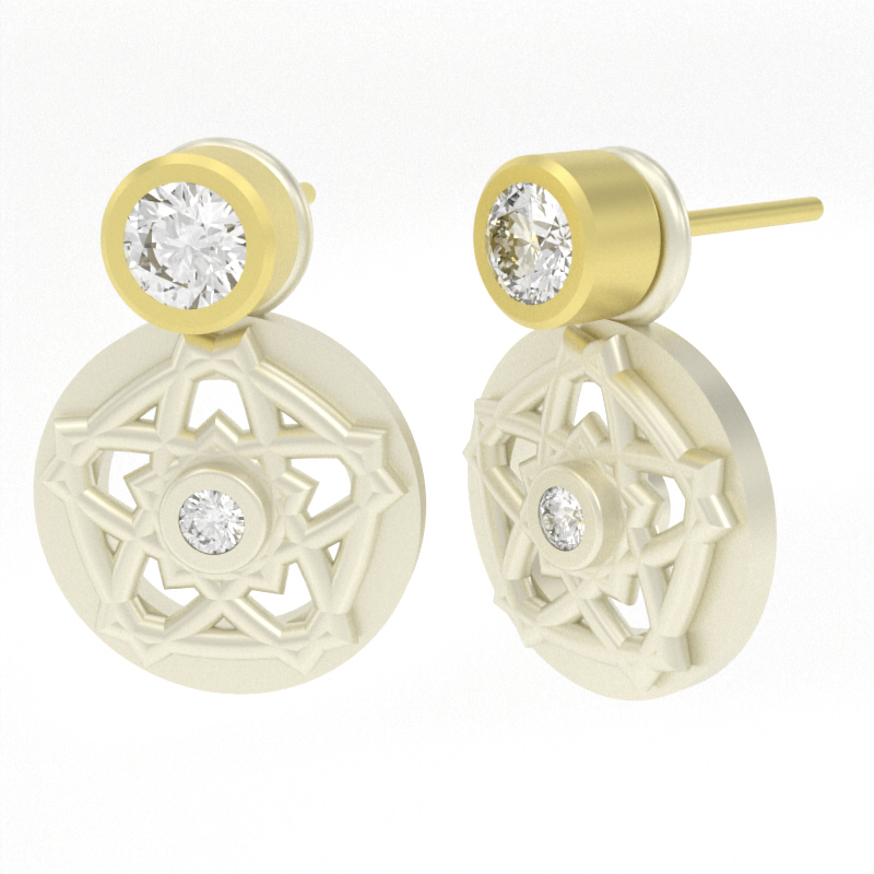 Real 10k Yellow Gold Earring Stud Diamond Round Design Men Women Screw – G  Bar