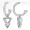 Trillion Diamond Hoop Earrings in Silver - Image 3