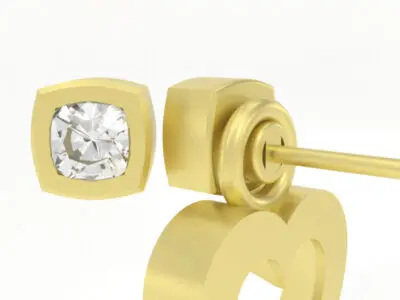 Cushion Diamond Stud Earrings in Gold - Image 5