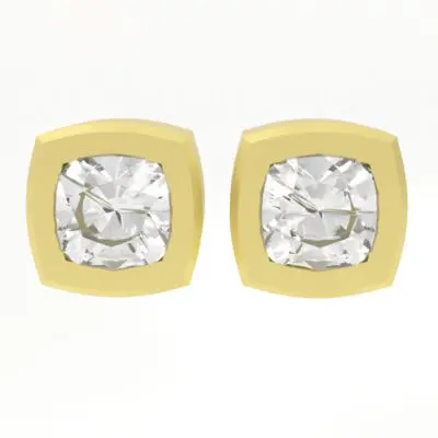 Cushion Diamond Stud Earrings in Gold