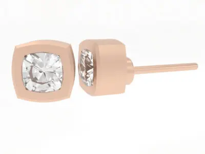 Cushion Diamond Stud Earrings in Gold - Image 4