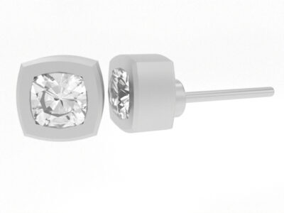 Cushion Diamond Stud Earrings in Silver - Image 2