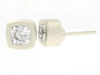 Cushion Diamond Stud Earrings in Gold - Image 3