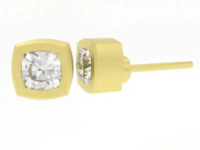 Cushion Diamond Stud Earrings in Gold - Image 2