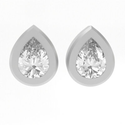 Pear Diamond Stud Earrings in Silver