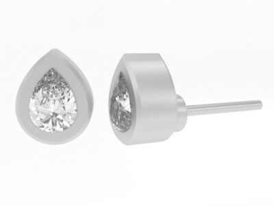 Pear Diamond Stud Earrings in Silver - Image 2