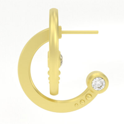 Round Diamond Hoop Earrings in Gold