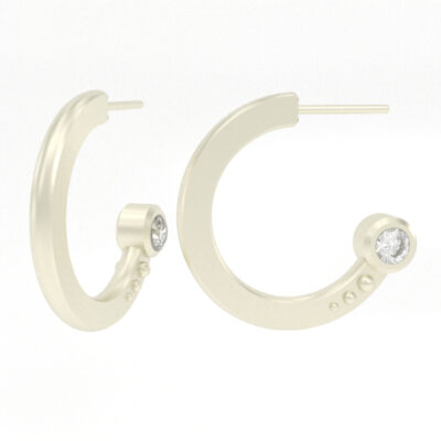 Round Diamond Hoop Earrings in Gold - Image 3