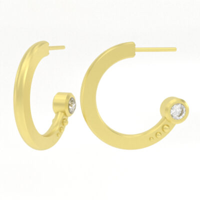 Round Diamond Hoop Earrings in Gold - Image 2