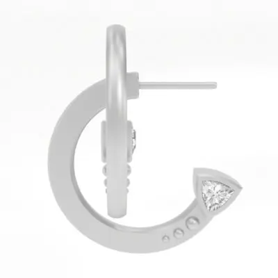 Trillion Diamond Hoop Earrings in Silver